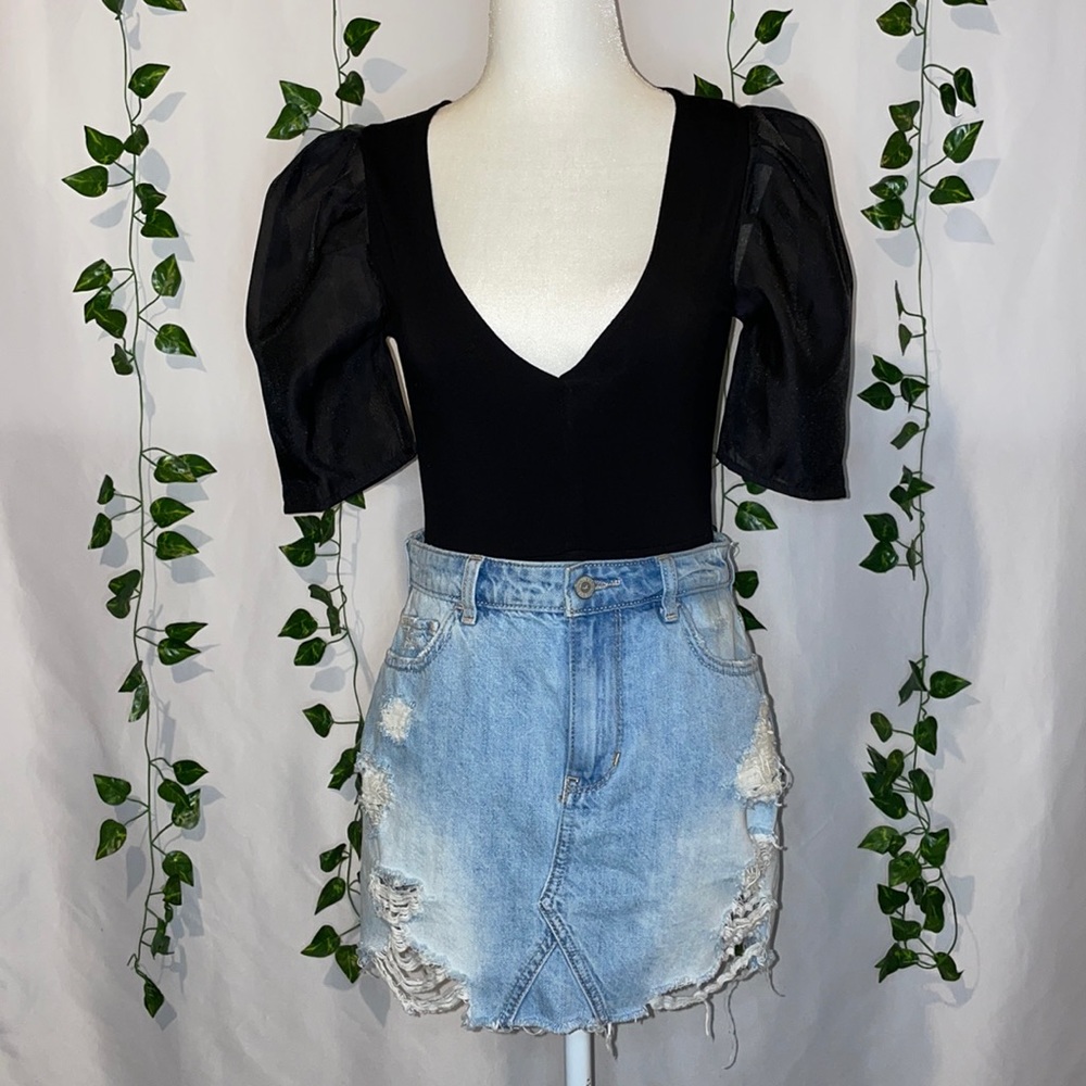 Hollister Co. | Ripped Denim Skirt | High Rise | 5